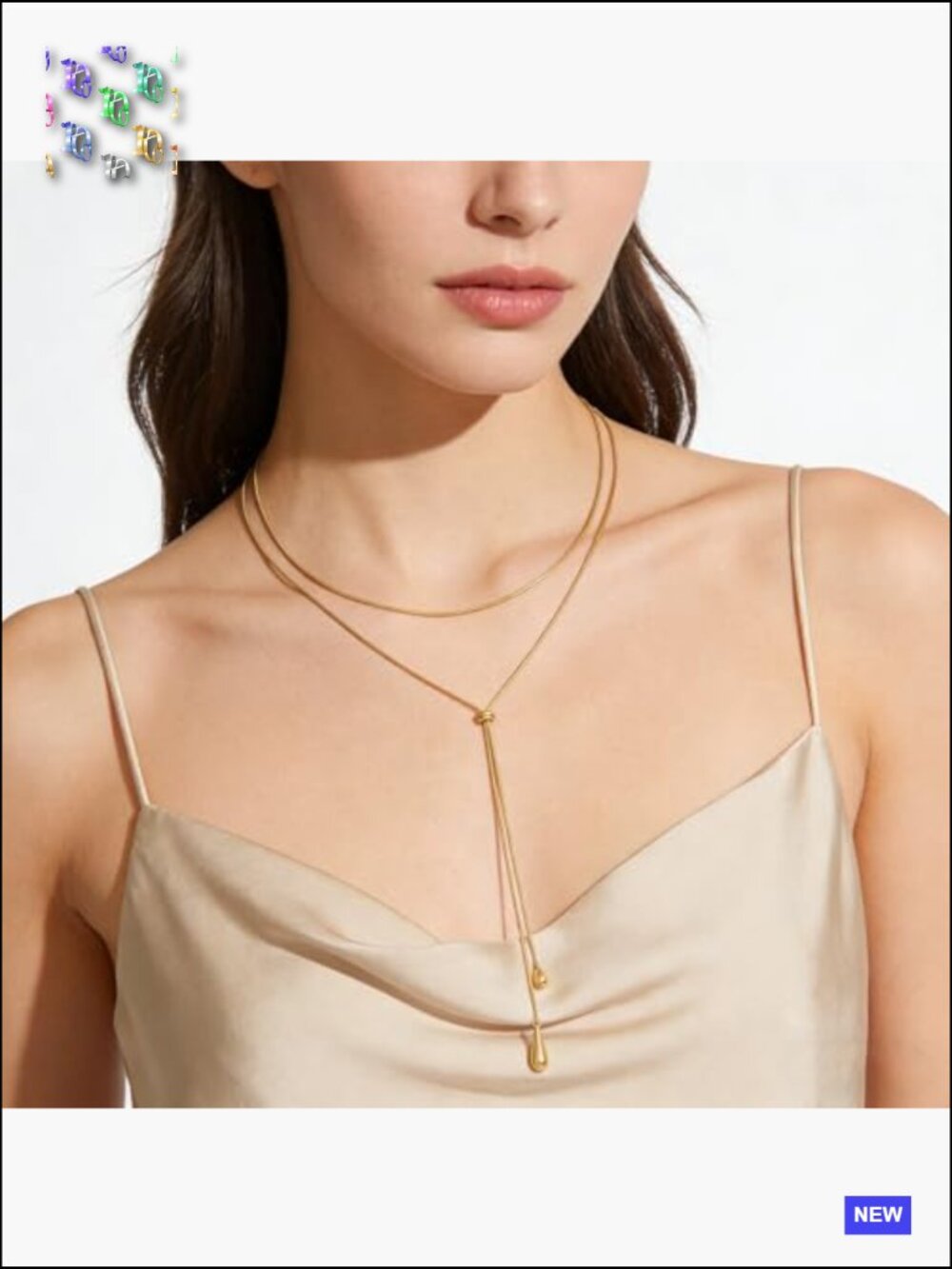 Dainty Lariat Necklace Adjustable Gold Long Y Drop Chain Minimalist Jewelry - Picture 2 of 7